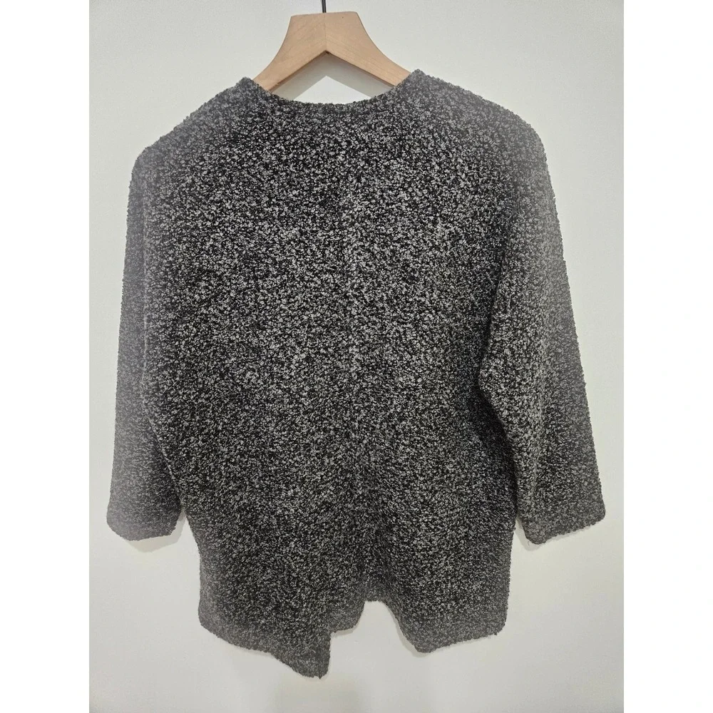 H&M Divided Grey Black Boucle Knit Open Front Cardigan Sweater Wool Blend Medium